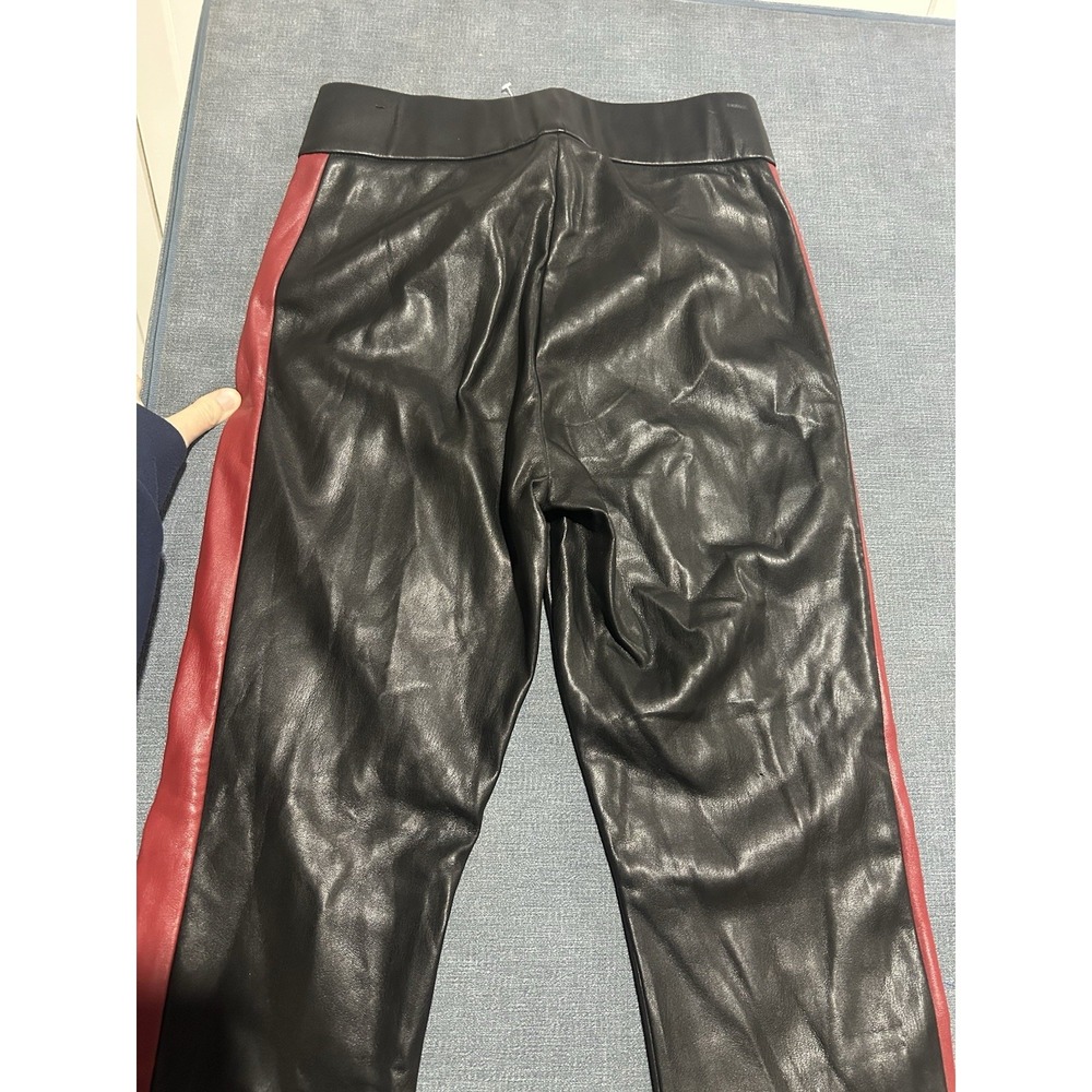 zara trafaluc Fuax Leather Black‎ And Red Pants Size M - Picture 5 of 5
